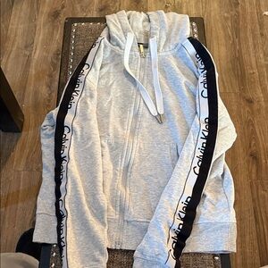 Calvin Klein Light Gray Hoodie with Black Accents